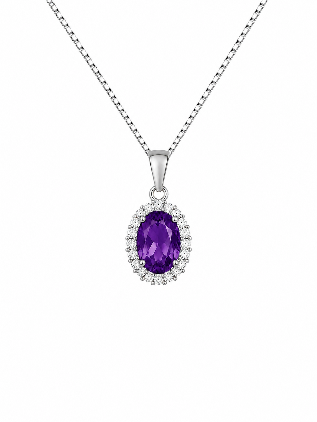 Mini Amethyst Halo Pendant